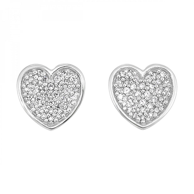 Lady's Sterling Silver Heart Earrings With 68=0.10