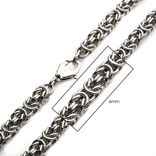 Stainless Steel 6Mm Steel King Byzantine Chain Nec - Van Drake Jewelers
