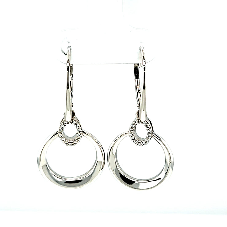 Sterling Silver White Sapphire Circle & Oval Dangl - Van Drake Jewelers