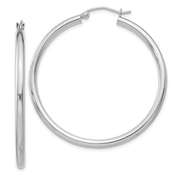 Sterling Silver 2.5Mm X 40Mm Tubular Hoop Earrings