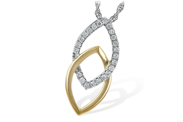 Two-Tone 14 Karat Pendant/Necklace With 23=0.20Tw