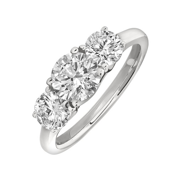 White 14 Karat 3 Stone Ring With 3 = 2.00Tw Round