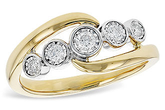 Lady's Two-Tone 14 Karat 5 Stone Ring With 5 = 0.2