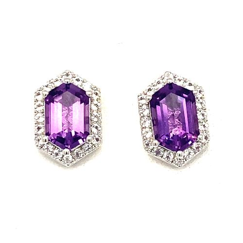 Sterling Silver Amethyst & White Topaz Earrings