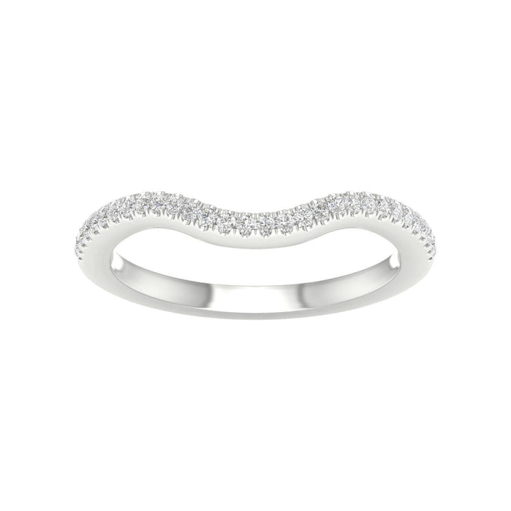 Lady's White 14 Karat Curved Wedding Ring With 30= - Van Drake Jewelers