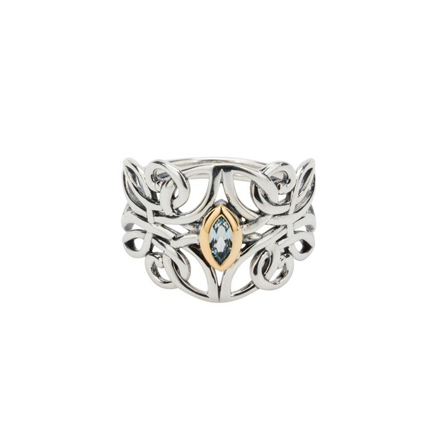 Sterling Silver/10K Guardian Angel Ring Size 7.5 W