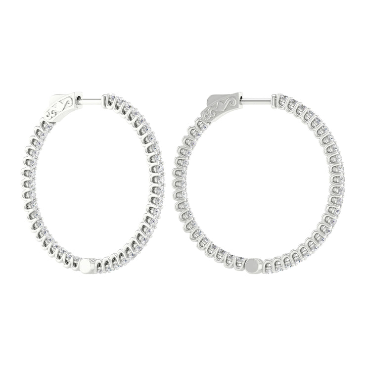 Lady's White 14 Karat Inside Out Hoops Earrings Wi - Van Drake Jewelers