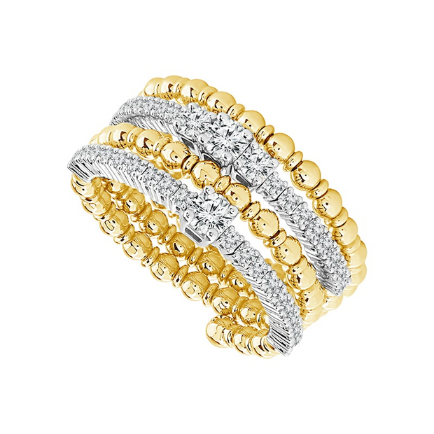 Two-Tone 14 Karat Flexie Ring With 40 = 0.63Tw Rou