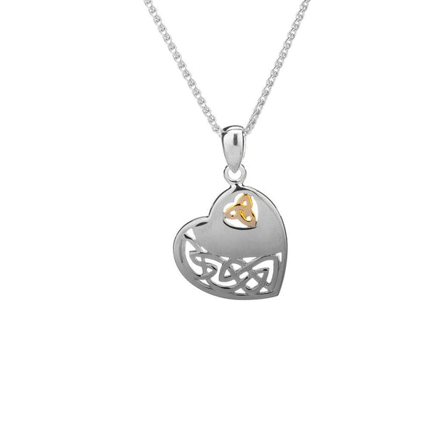 Two-Tone Sterling Silver/10K Celtic Heart Pendant - Van Drake Jewelers
