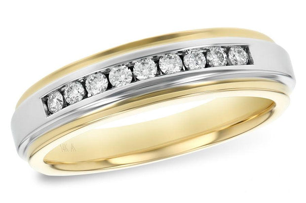 Two-Tone 14 Karat Wedding Ring With 9=0.25Tw Round - Van Drake Jewelers