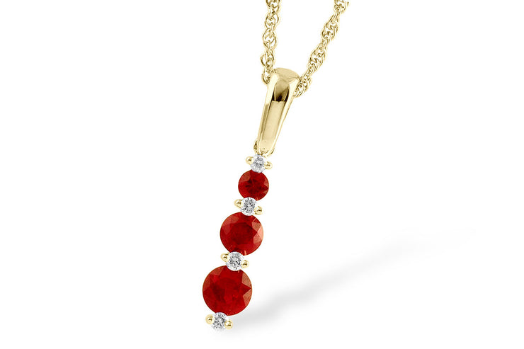 Lady's Yellow 14 Karat Ruby & Diamond Necklace Len