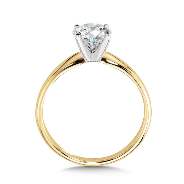 Yellow 14 Karat Solitaire Ring With One = 1.00Ct R