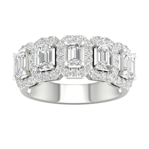 White 14 Karat Ring Size 7 With 5=1.00Tw Emerald G - Van Drake Jewelers
