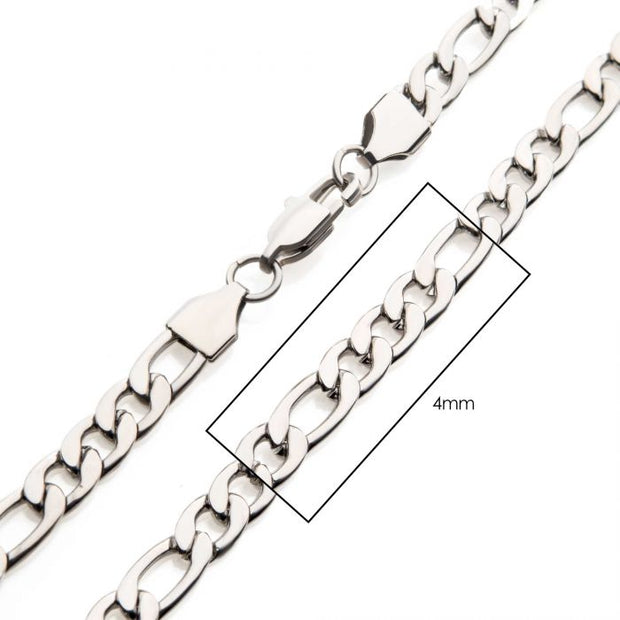 Stainless Steel 4Mm Steel Figaro Chain Necklace Ch - Van Drake Jewelers