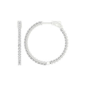 Lady's White 14 Karat Inside Out Hoop Earrings Wit - Van Drake Jewelers