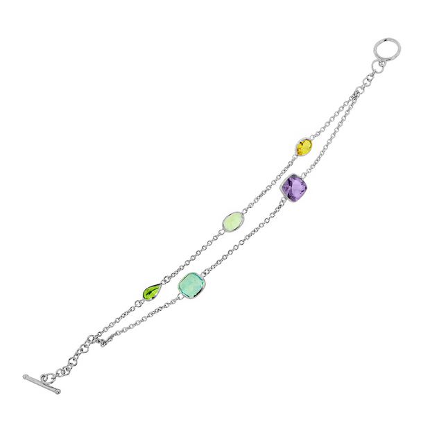 Sterling Silver Peridot, Blue Topaz, White Topaz,