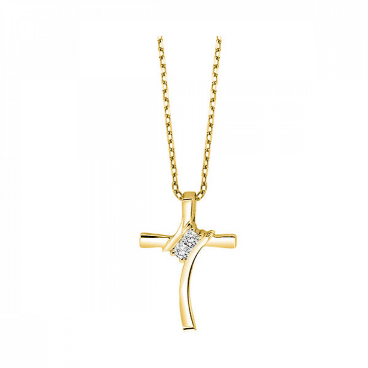 Yellow 10 Karat Twogether Cross Pendant/Necklace W