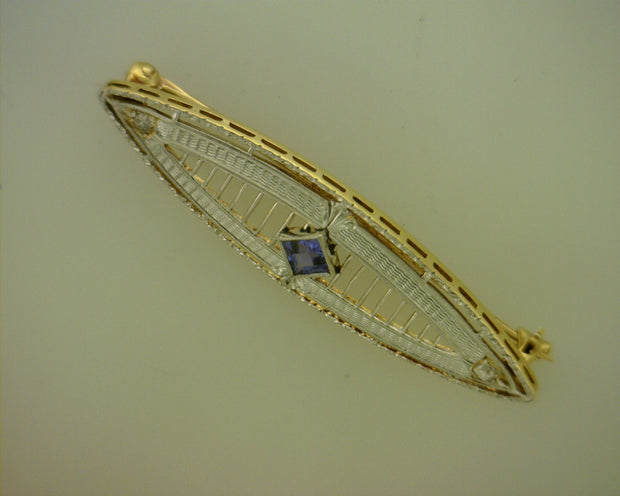 Two-Tone 14 Karat Sapphire & Diamond Pendant "Prev