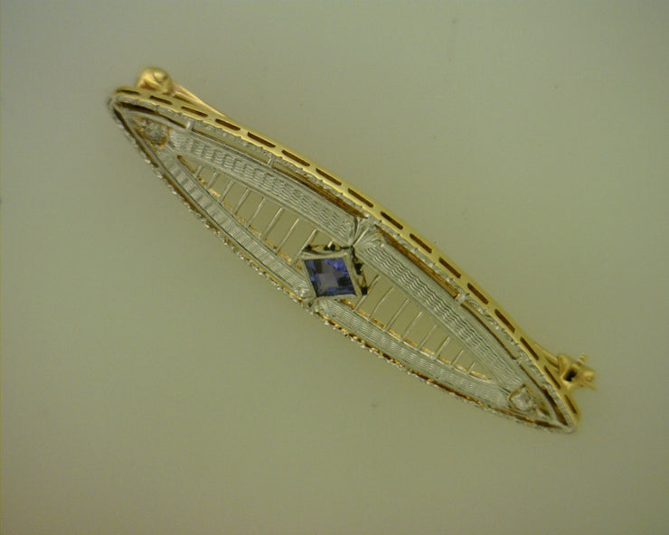 Two-Tone 14 Karat Sapphire & Diamond Pendant "Prev - Van Drake Jewelers