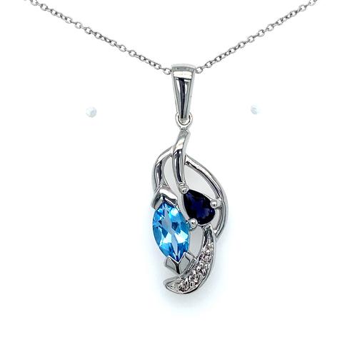 Lady's Sterling Silver Blue Topaz, Iolite & White - Van Drake Jewelers