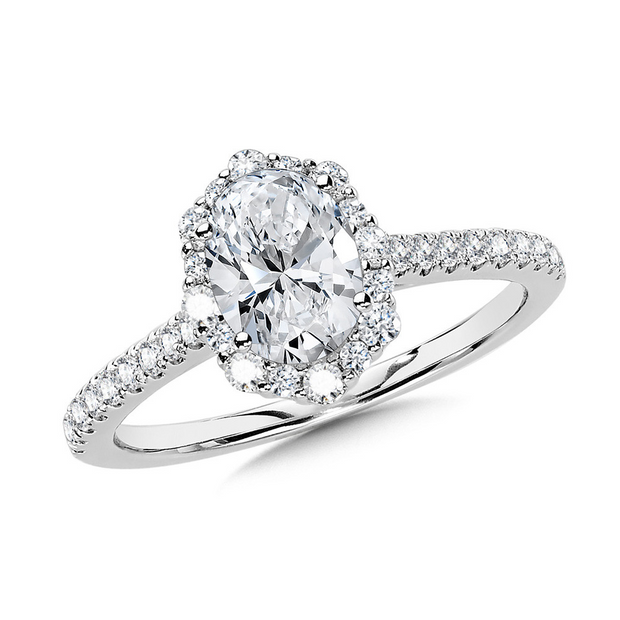 White 14 Karat Blooming Halo Ring With One = 1.50C