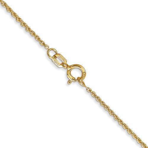 Yellow 14 Karat 1.1Mm Baby Rope Chain Length 18