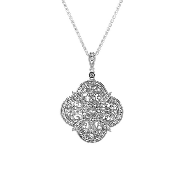 Sterling Silver Cz Reversible Night & Day Scallope