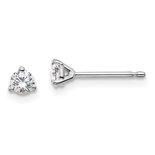 Lady's White 14 Karat 3 Prong Martini Stud Earring