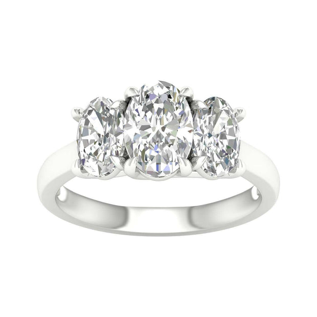 White 14 Karat 3 Stone Ring Size 7 With 3=3.12Tw O - Van Drake Jewelers