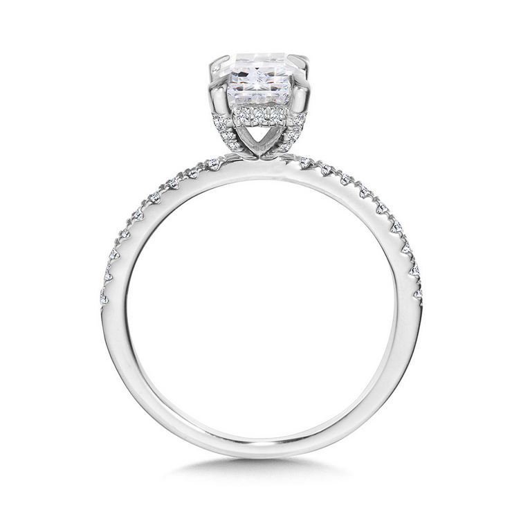 White 14 Karat Hidden Halo Ring With One = 2.03Ct