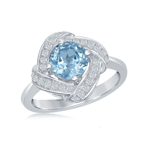 Sterling Silver Blue Toopaz & White Topaz Ring