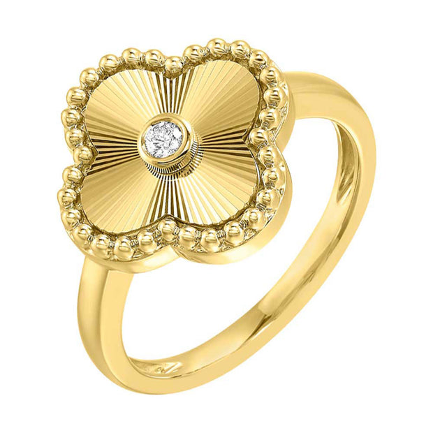 Lady's Yellow 10 Karat Ring With One 0.05Ct Round