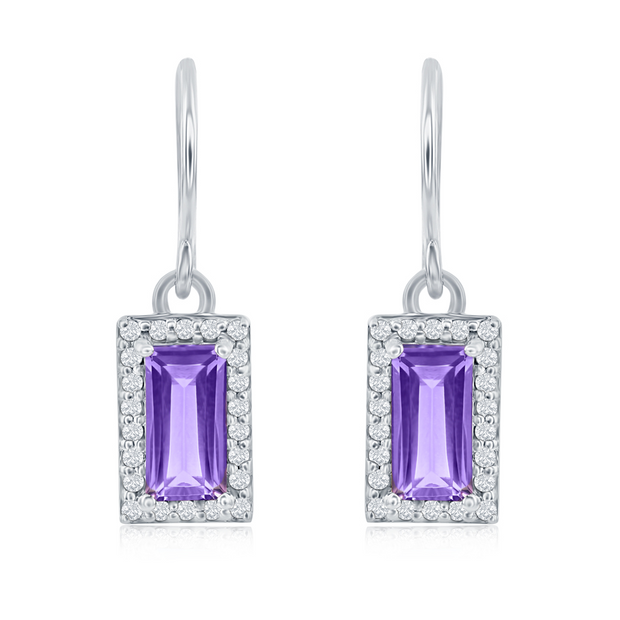 Sterling Silver Amethyst & White Topaz Earrings