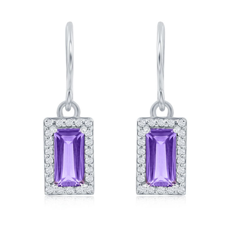 Sterling Silver Amethyst & White Topaz Earrings