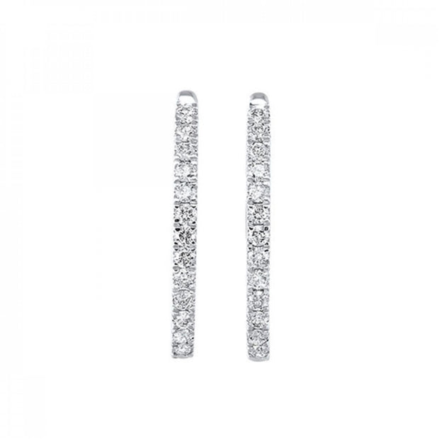 Lady's White 14 Karat Diamond Oval Hoop Earrings W - Van Drake Jewelers
