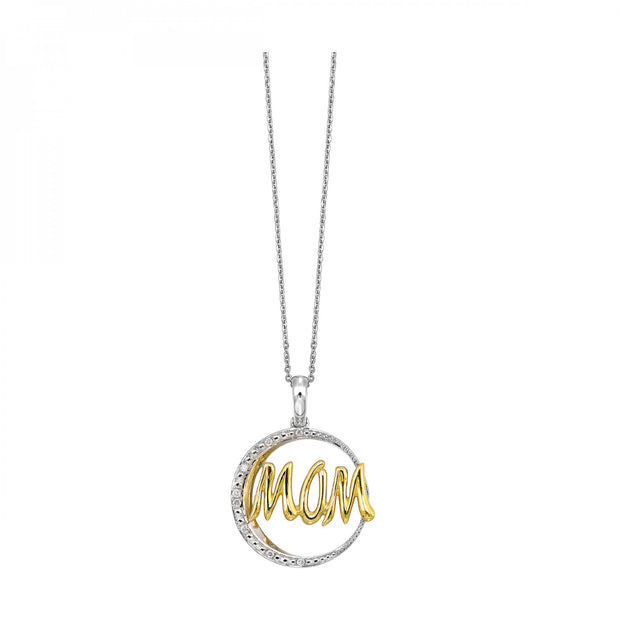 Two-Tone Sterling Silver/10K Mom Pendant/Necklace
