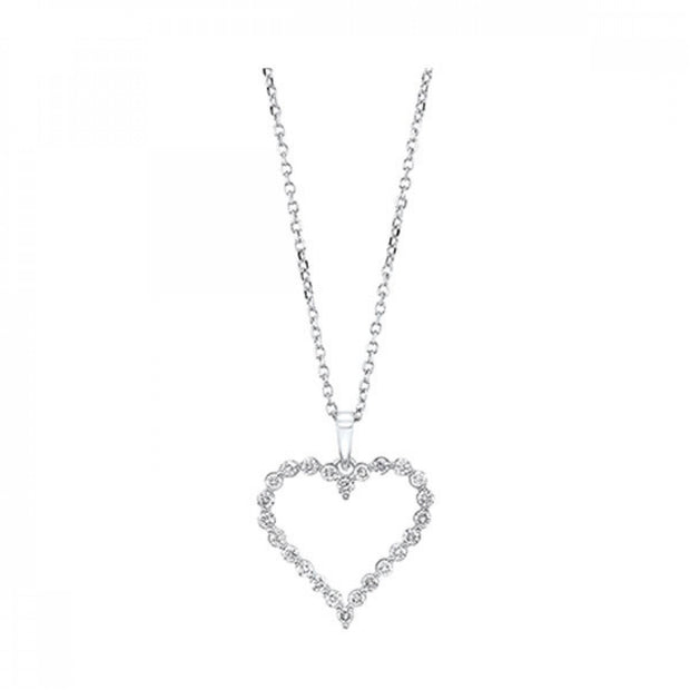 White 14 Karat Diamond Heart Pendant/Necklace With