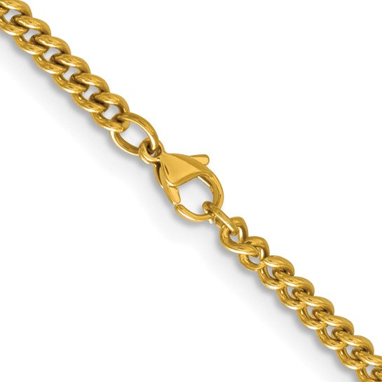 Yellow Stainless Steel 4Mm Curb Chain Length 22