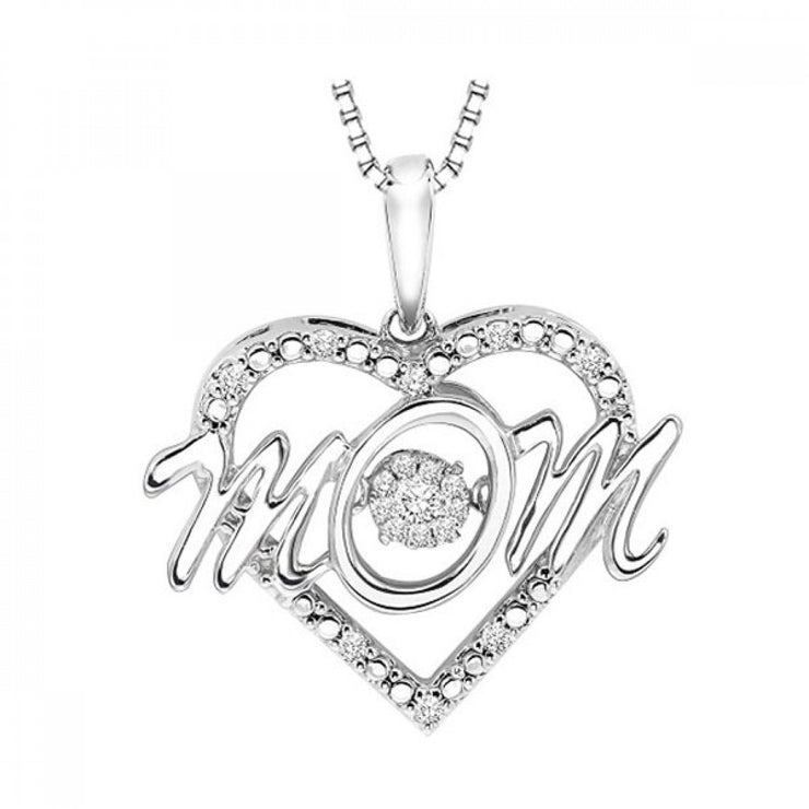 Sterling Silver Rhythm Of Love Mom Heart Pendant/N - Van Drake Jewelers