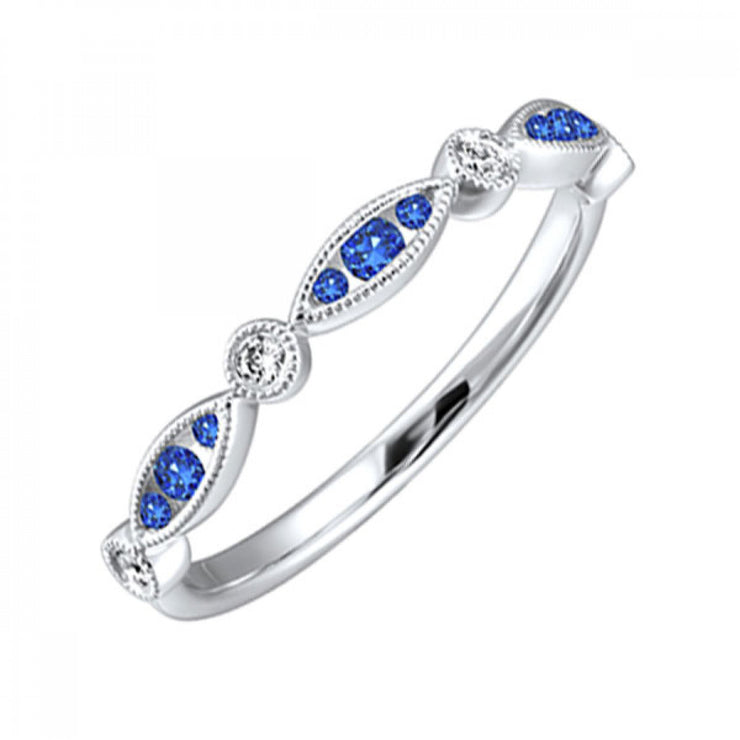 Lady's White 14 Karat Sapphire And Diamond Fashion - Van Drake Jewelers