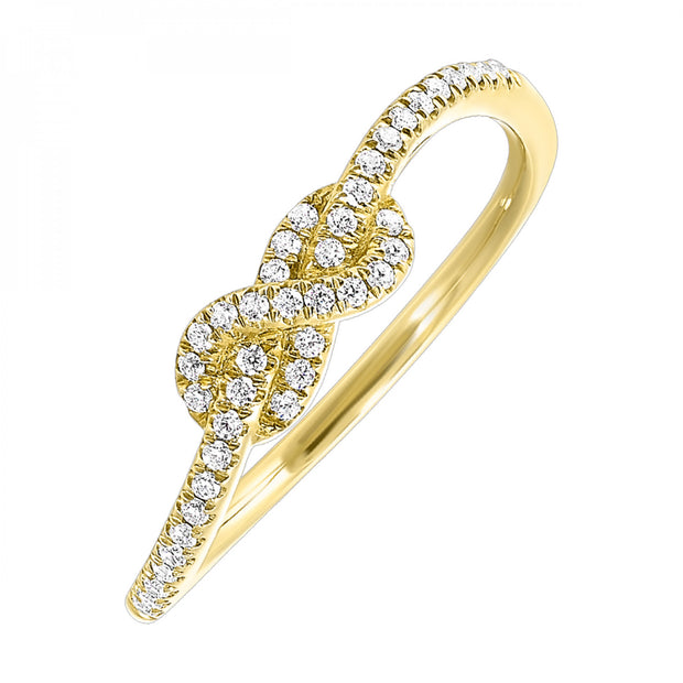 Lady's Yellow 14 Karat Diamond Infinity Knot Ring