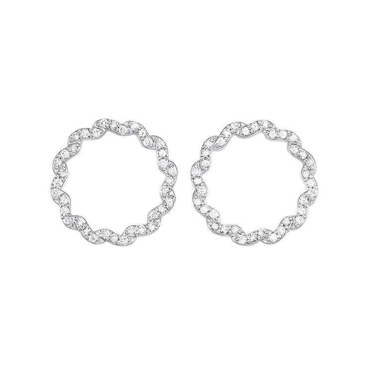 Lady's Sterling Silver Circle Earrings With 60=0.2 - Van Drake Jewelers