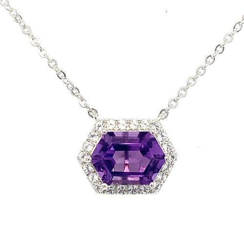 Sterling Silver Amethyst & White Topaz Necklace