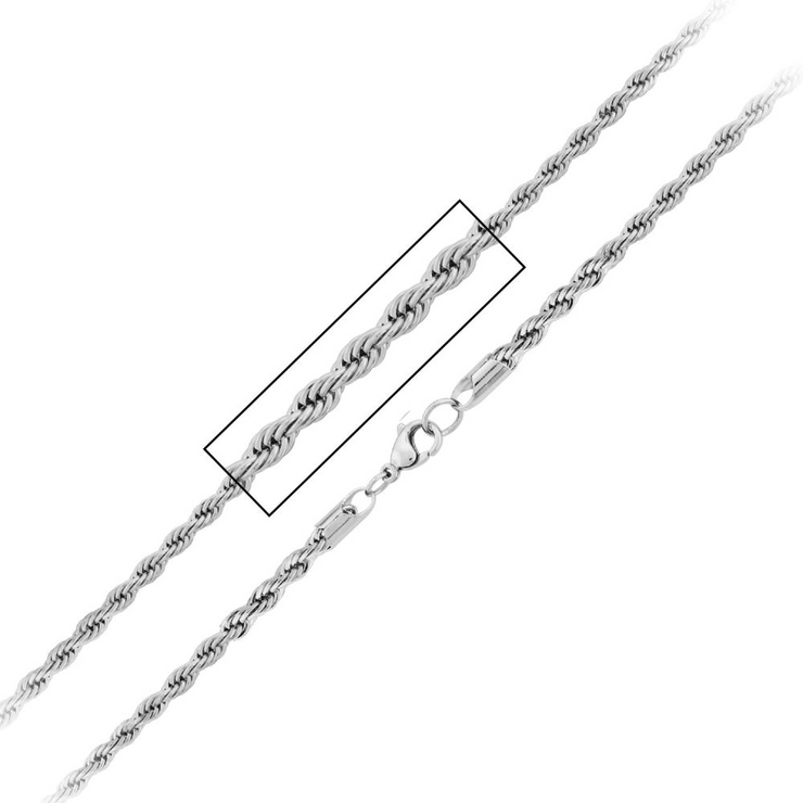 Stainless Steel 3.7mm  French Rope Chain 22" Long