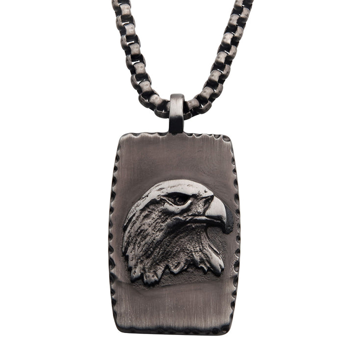 Stainless Steel Gun Metal Ip Eagle Inlay Dog Tag P
