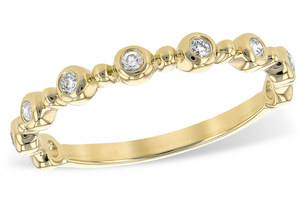 Yellow 14 Karat Beaded Anniversary Ring With 7 = 0