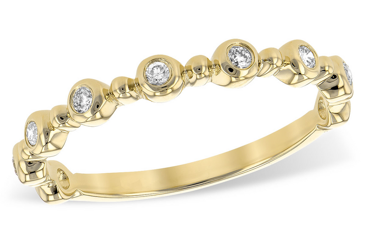 Yellow 14 Karat Beaded Anniversary Ring With 7 = 0