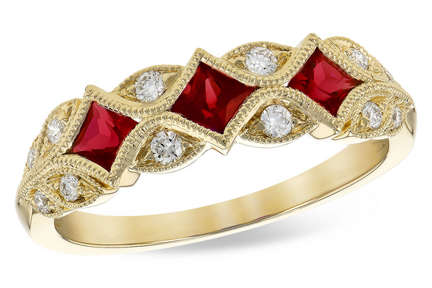 Lady's Yellow 14 Karat Ruby & Diamond Fashion Ring