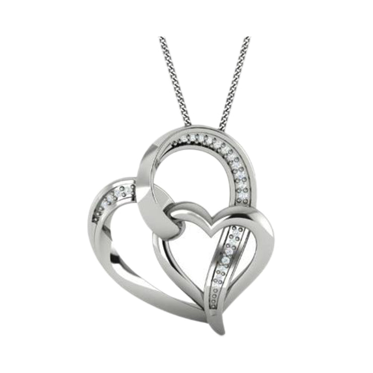 Sterling Silver Double Heart Jewelry With 22=0.05T