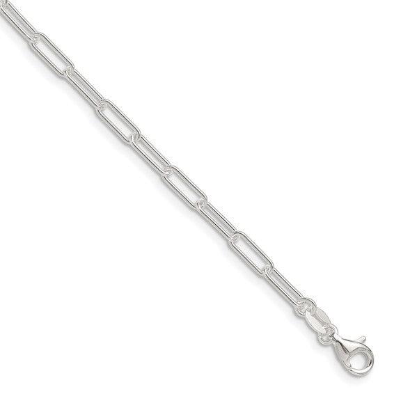 Sterling Silver 3.0 Mm Paper Clip Bracelet 7" Long